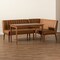 Baxton Studio Daymond Mid-Century Modern Tan Faux Leather and Walnut Brown Finished Wood 3-Piece Dining Nook Set 186-11352-9305-Zoro - alternate 4